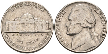 США 5 центов 1962 D, Джефферсон KM А192 медно-никель 92-1046