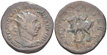 Римская Империя антониниан 249 - 251 Траян Деций, бюст императора, IMP C M Q TRAIANVS DECIVS AVG / император на коне, ADVENTVS AVG, Рим (из немецкой коллекции 1-й половины XX века) RIC 11b серебро 1073-15-116