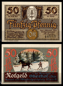 Германия, Оберхоф 50 пфеннигов 1921 Нотгельд Gra 996.4-17/18 бумага 7555-57-2-1