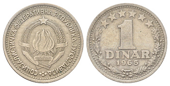 Югославия 1 динар 1965 год-тип KM 47 медно-никель 4697-1263