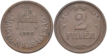 Венгрия 2 филлера 1939 BP KM 506 бронза 4115-1169