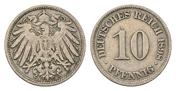 Германия 10 пфеннигов 1898 A KM 12, J. 13 медно-никель 4696-666