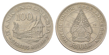 Индонезия 100 рупий 1978 Лес для процветания KM 42 медно-никель aUNC 4624-1017