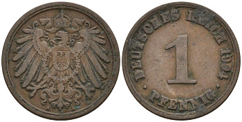 Германия 1 пфенниг 1904 A KM 10, J. 10 медь 4567-1155