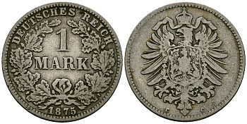 Германия 1 марка 1875 C KM 7 серебро 4172-354