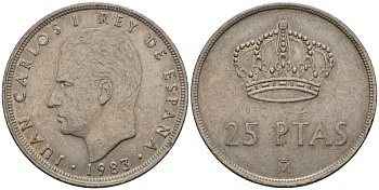 Испания 25 песет 1983 Хуан Карлос I (1975-2014) KM 824 медно-никель 183-115