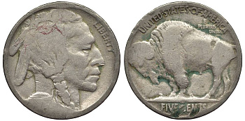 США 5 ЦЕНТОВ ND ИНДЕЕЦ, БИЗОН KM 134 медно-никель 27-727