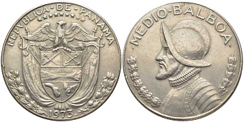 Панама 1/2 бальбоа 1973 KM 12b медь плакированная медно-никелем 111-831