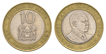 Кения 10 шиллингов 1997 Дэниэл арап Мои KM 27 биметалл 4544-1013