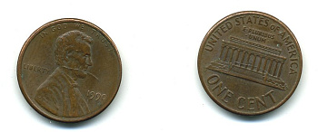 США 1 ЦЕНТ 1990 KM 201b цинк плакированный медью 4364-235