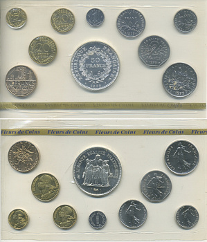 Франция набор из 10 монет 1979 включая 50 франков (серебро),  в оригинальной упаковке с сертификатом KM SS 16 серебро UNC 3-4-2-05