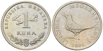 Хорватия 1 куна 2006 западный соловей, легенда на латинском KM 20.2 медь цинк никель aUNC 4448-844