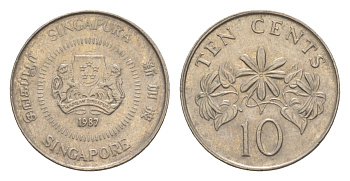 Сингапур 10 центов 1987 KM 51 медно-никель 4640-522