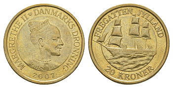 Дания 20 крон 2007 Корабли - Фрегат KM 920 алюминиевая бронза 4657-1251