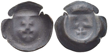 Польша, Эльблонг 1 хохлпфенниг (Hohlpfennig) 1447-1492 брактеат, Казимир IV династия Ягеллонов (1442-1495), вес 0,20 гр. Neumann 2, Gumowski 465, Pfau 74. серебро 1517-514