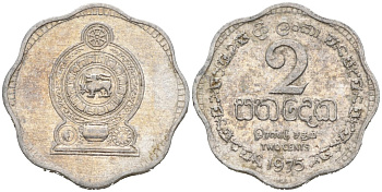 Шри-Ланка 2 цента 1975 KM 138 алюминий 76-343