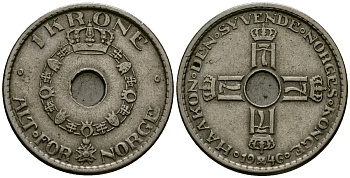 Норвегия 1 крона 1946 Хокон VII (1905 - 1957) KM 385 медно-никель 4582-553