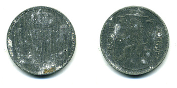 БЕЛЬГИЯ 1 ФРАНК 1943 BELGIQUE-BELGIE KM 127 цинк 86-1632