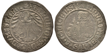 СИЛЕЗИЯ-ЛЕГНИЦА-БЖЕГ 1 ГРОШ 1488-1547 ФРИДРИХ II ВЕЛИКИЙ ГЕРЦОГ ЛЕГНИЦКИЙ (1488-1547), ВЕС 2,3 ГР Friedensburg 599 серебро 1516-832