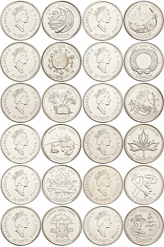 Канада лот из 12 монет по 25 центов 2000 серия миллениум KM 373-384 никелированная сталь UNC M47-20