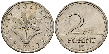 Венгрия 2 форинта 1993 KM 693 медно-никель 4154-1124