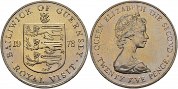 Джерси 25 пенсов 1977 25 лет правления Елизаветы II, в оригинальной коробке KM 44 медно-никель UNC 1085-4-23