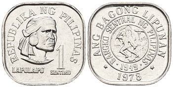 Филиппины 1 сентимо 1978 вождь острова Мактан Лапу-Лапу KM 205 алюминий  UNC  220-1114