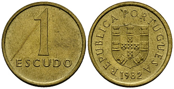 Португалия 1 эскудо 1982 KM 614 никель латунь 4164-1129