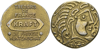 ЕВРОПА ЖЕТОН ND С ИЗОБРАЖЕНИЕМ АНТИЧНОЙ КЕЛЬТСКОЙ МОНЕТЫ желтый металл 65-523