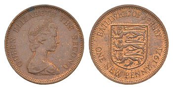 Джерси 1 новый пенни 1971 Елизавета II (1952-2022), герб KM 30 бронза 4655-943