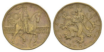 Чехия 20 крон 2004 KM 5 сталь плакированная латунью 4633-731