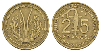 Западная Африка (BCEAO) 25 франков 1976 KM 5 медь алюминий никель 4656-851