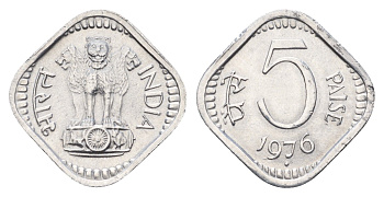 Индия 5 пайс 1976 KM 18.6 алюминий UNC 4697-816