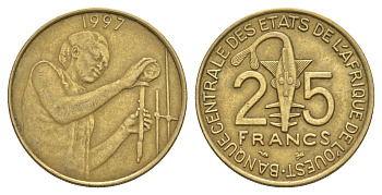 Западная Африка (BCEAO) 25 франков 1997 KM 9 алюминиевая бронза 4656-856