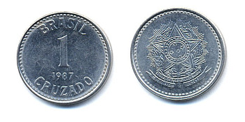 Бразилия 1 крузадо 1987 KM 605 нержавеющая сталь 51-4726
