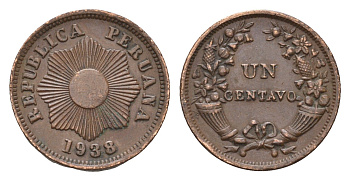 Перу 1 сентаво 1938 KM 208.2 бронза 1523-943