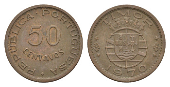 Португальский Тимор 50 сентаво 1970 KM 18 бронза aUNC 4630-1141