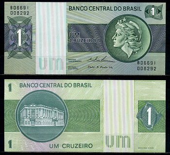 Бразилия 1 крузейро 1980 серия В15734, signatures: Ernane Galv?as & Carlos Geraldo Langoni Pick 191Ас бумага UNC (пресс) 447-85-2