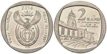 ЮАР 2 ранда 2014 KM 273 медь плакированная медно-никелем aUNC 4364-2431