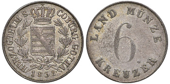 Саксен-Кобург-Гота 6 крейцеров 1832 Эрнст I (1826-1844) KM 41 серебро    116-815