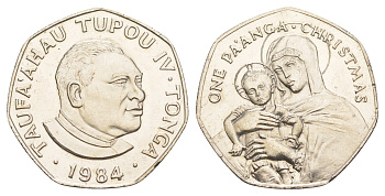 Тонга 1 паанга 1984 Рождество, тираж 5.000 экземпляров KM 81 медно-никель BU 443-935