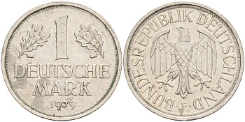 ФРГ 1 марка 1979 F KM 110, J. 385 медно-никель 4177-1141