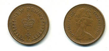 Великобритания 1/2 пенни 1971 Елизавета II (1952-2022) КМ 914, Spink 4239 бронза 4110-1621