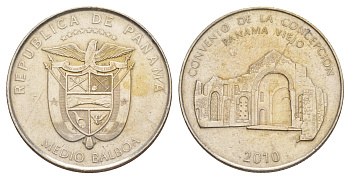 Панама 1/2 бальбоа (50 сентесимо) 2010 Панама-Вьехо - Монастырь Зачатия KM 140 медь плакированная медно-никелем UNC 4645-212