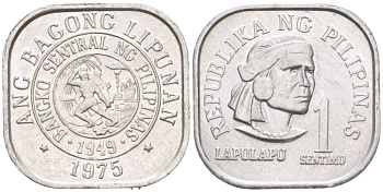 Филиппины 1 сентимо 1975 вождь острова Мактан Лапу-Лапу KM 205 алюминий 218-1153