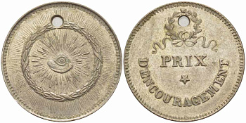 ФРАНЦИЯ ЖЕТОН ND ПООЩРИТЕЛЬНЫЙ ПРИЗ, ДИАМЕТР 25 ММ. белый металл 108-112