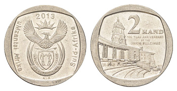 ЮАР 2 ранда 2013 100 лет Зданию Союза медь плакированная никелем 4628-334