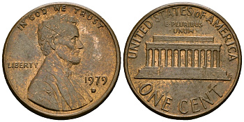 США 1 цент 1979 D, Линкольн KM 201 медь цинк 4136-161