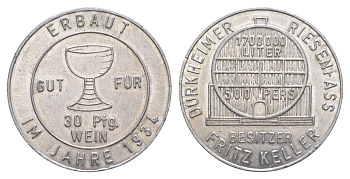Бад-Дюркхайм жетон в 30 пфеннигов (бокал белого вина) ND Men05 5811.2, Men18 7253.2 алюминий UNC 4638-227