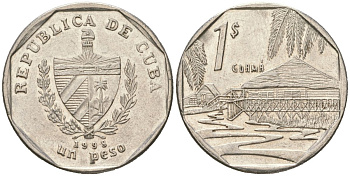 Куба 1 песо 1998 хижины Гуама KM?579, JMA?MC23 сталь плакированная никелем 4395-1027